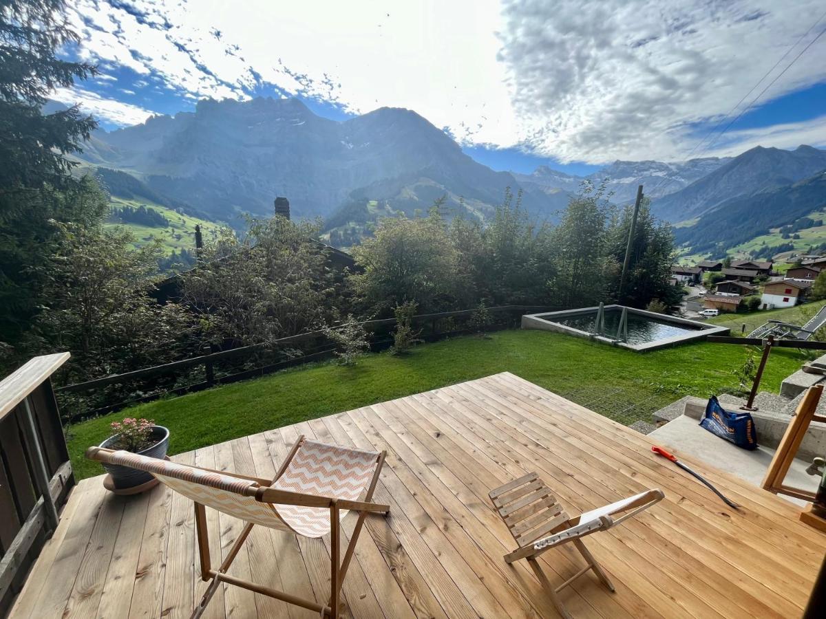 Chalet Sonnenheim, Wohnung Mit Panoramafenster Adelboden Exterior foto